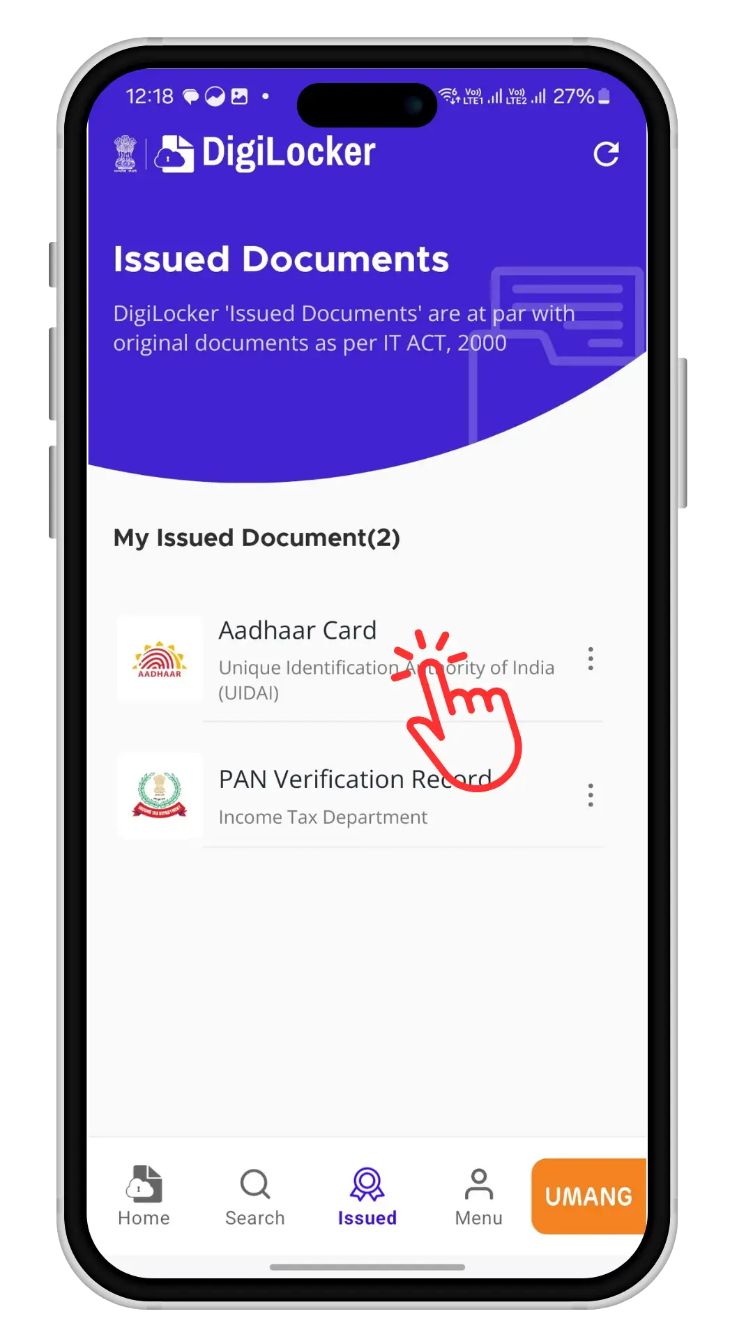 Visit MyAadhaar portal screenshot